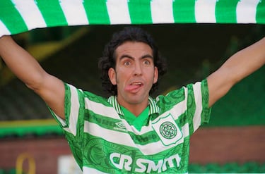 El polémico delantero centro italiano llegó al Celtic en la temporada 96/97 procedente del Milan.