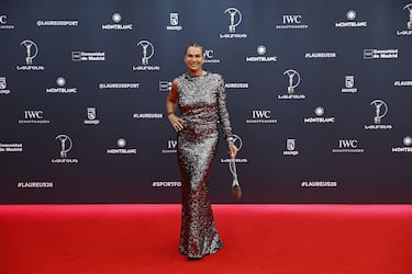 La tenista bielorrusa Aryna Sabalenka a su llegada a la ceremonia de entrega de los Premios Laureus.