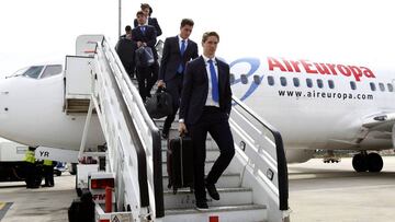 El Atlético, en un desplazamiento de este curso.