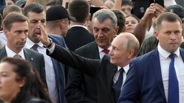 Russia's President Vladimir Putin walks after a meeting with local residents in Beslan in the North Caucasus region of North Ossetia–Alania, Russia August 20, 2024. Sputnik/Gavriil Grigorov/Pool via REUTERS ATTENTION EDITORS - THIS IMAGE WAS PROVIDED BY A THIRD PARTY.