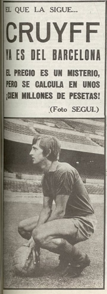 Cruyff, el crack del Ajax, fichado por el Barcelona. El año 1973 será para siempre una referencia en el Barcelona y en el fútbol español. Hasta entonces, las puertas de la Liga estaban cerradas a los extranjeros y los culés llevaban 14 años sin ganarla. Además debían afrontar la retirada de jugadores emblemáticos como Fusté, Zaldúa o Pereda. Eran momentos complicados, de gran dominio del Real Madrid, pero la decisión de incorporar futbolistas de fuera cambio el panorama. El Barcelona ganó en el Bernabéu 0-5 y el Santiago Bernabéu se quedó en silencio. El Barcelona fichó a Cruyff, la sensación de Europa, el hombre que había capitaneado al gran Ajax.
