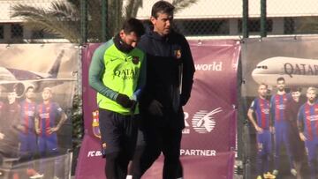 Larga charla entre Unzúe y Messi antes de la Copa