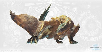 Tigrex | Un wyvern volador prehistórico de musculosas patas y bestial rugido que carga de forma poderosa.