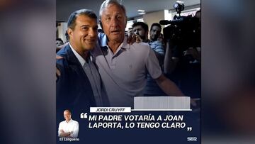 Jordi Cruyff tiene claro a quién votaría su padre en las elecciones del Barça