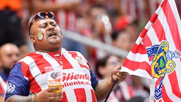  Fans o Aficion during the 16th round match between Guadalajara and Queretaro as part of the Torneo Clausura 2024 Liga BBVA MX at Akron Stadium on April 20, 2024 in Guadalajara, Jalisco, Mexico.