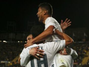 Football Soccer - Las Palmas v Real Madrid - Spanish Liga BBVA - Gran Canaria stadium, Las Palmas de Gran Canaria, Spain - 13/03/16 Real Madrid's Casemiro celebrates after scoring a goal with team mates.  