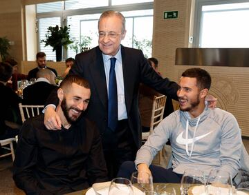 Florentino Pérez, Benzema y Hazard. 
 