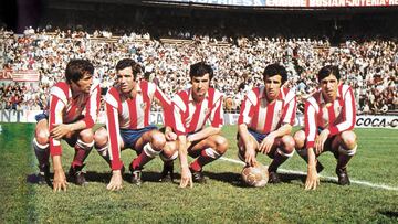 Quinteto hist&oacute;rico del Atl&eacute;tico: Ufarte, Luis Aragon&eacute;s, G&aacute;rate, Irureta y Alberto.