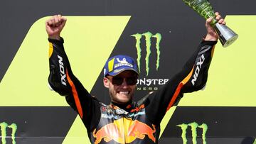MotoGP - Czech Republic Grand Prix - Masaryk Circuit, Brno, Czech Republic - August 9, 2020 Red Bull KTM Factory Racing's Brad Binder celebrates winning MotoGP race REUTERS/David W Cerny
