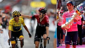 Egan Bernal y Geraint Thomas festejan el Tour y Carapaz, el Giro.