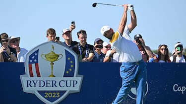 El español Jon Rahm, durante una práctica previa a la 44ª Ryder Cup, que se celebra en el Marco Simone Golf de Roma.