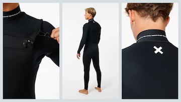 Detalles de la parte trasera y cremallera de pecho del Roadcycled Wetsuit de Blue Banana.