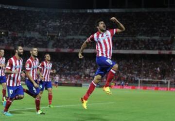 Sevilla - Atlético de Madrid. 0-1. Diego Costa festeja el primer gol.