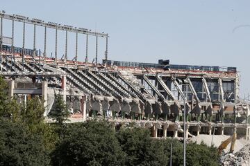 Aspecto de la demolición del Estadio Vicente Calderón a 1 de agosto de 2019.