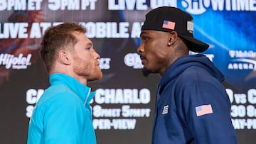 Canelo Álvarez y Jermell Charlo, cara a cara antes de su combate.