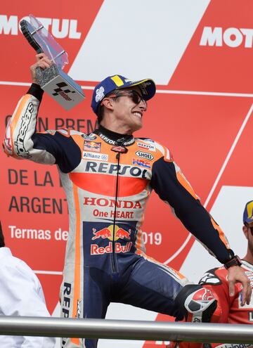 Marc Márquez ganó el GP de Argentina. Le acompañaron en el podio Rossi y Dovizioso.