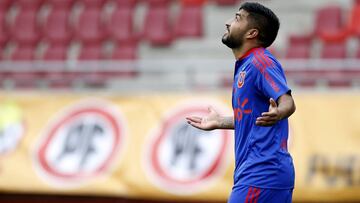 Futbol, Cobresal vs Universidad de Chile.
 Sexta fecha, campeonato de Apertura 2016/17.
 El jugador de Universidad de Chile Nicolas Maturana se lamenta tras desperdiciar una ocasion de gol contra Cobresal durante el partido de primera division disputado en el estadio La Portada de La Serena, Chile.
 11/09/2016
 Andres Pina/Photosport***********
 
 Football, Cobresal vs Universidad de Chile.
 6th date, Aperture Championship 2016/17.
 Universidad de Chile&#039;s player Nicolas Maturana reacts after wasting a chance of goal against Cobresal during the first division football match at the La Portada stadium in La Serena, Chile.
 11/09/2016
 Andres Pina/Photosport