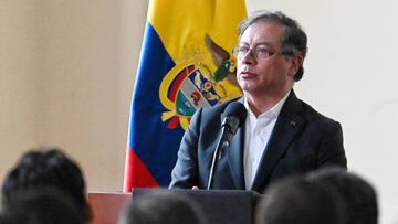 Colombian President Gustavo Petro speaks during the presentation of a pension reform bill at the Congress in Bogotá on March 22, 2023. (Photo by Juan Barreto / AFP) (Photo by JUAN BARRETO/AFP via Getty Images)