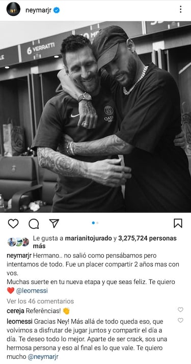 Neymar se despide de Messi