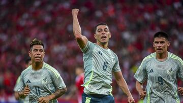 Erik Lira celebrates his goal 0-1 of Mexico during the international friendly football match between Sport Club Internacional and Mexico (Mexican National team) at the Beira-Rio Stadium in Porto Alegre, Brazil, on January 16, 2025.