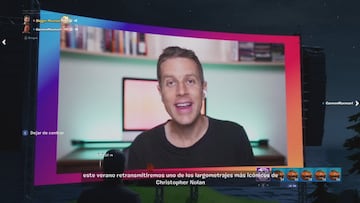 Fotograma del momento en el que Geoff Keighley anunci&oacute; la emisi&oacute;n de la pel&iacute;cula de Nolan