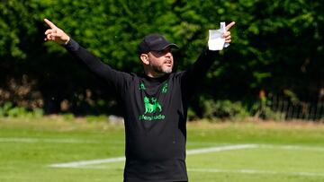 José Alberto, entrenador del Racing, en La Albericia.