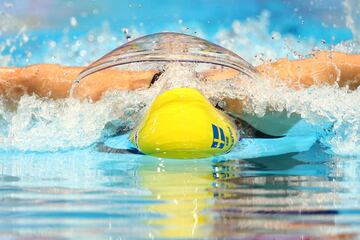 La natación siempre deja curiosas imágenes en la retina, tanto dentro como fuera del agua. Como esta en la que la sueca Louise Hansson parece nadar dentro de una burbuja durante los 100 metros mariposa del Campeonato Mundial de piscina corta (25 m), que tuvo lugar en Abu Dabi.