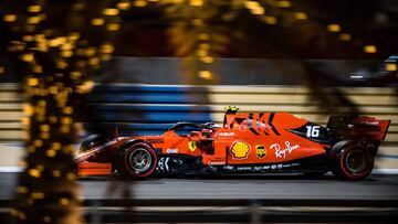 Ferrari's Monegasque driver Charles Leclerc steers his car during the qualifying session ahead of the Formula One Bahrain Grand Prix at the Sakhir circuit in the desert south of the Bahraini capital Manama, on March 30, 2019. - The Formula One Bahrain Grand Prix will be held on March 31. (Photo by Andrej ISAKOVIC / AFP)