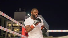 DUBAI, UAE - NOVEMBER 08: Floyd Mayweather and Deji Olatunji attend a training prior to their boxing match at Coca-Cola Arena in Dubai, UAE on November 08, 2022. (Photo by Waleed Zein/Anadolu Agency via Getty Images)