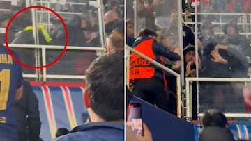 Ultras del Benfica agreden a puñetazo limpio a un ‘steward’ en Montjuïc