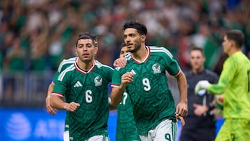 Raul Jimenez celebrates his goal 1-1 of Mexico during 2025 International Friendly match between Mexico (Mexican National team) and Paraguay at Alamodome Stadium, on November 18, 2025 in San Antonio Texas, United States.