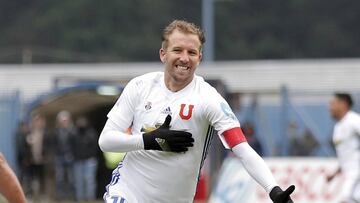 Futbol, Huachipato vs Universidad de Chile.
El jugador de Universidad de Chile, Felipe Seymour, celebra su gol contra Huachipato durante el partido de primera division disputado en el estadio Cap de Talcahuano, Chile.
26/05/2018
Javier Torres/Photosport
Football, Huachipato vs Universidad de Chile.
Universidad de Chile player Felipe Seymour celebrates after scoring against Huachipato during the first division football match held at the Cap stadium in Talcahuano, Chile.
26/05/2018
Javier Torres/Photosport