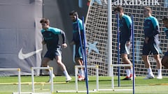 Sergi Roberto, Gündogan, Christensen y Romeu, en un entrenamiento el pasado 11 de marzo.