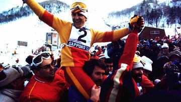 Paquito Fern&aacute;ndez Ochoa, tras conseguir la primera medalla espa&ntilde;ola en unos Juegos Ol&iacute;mpicos de Invierno, los de Sapporo 1972.  