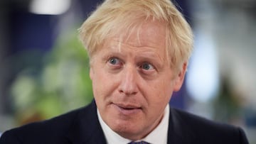 Britain's Prime Minister Boris Johnson reacts as he visits the headquarters of Octopus Energy, in London, Britain October 5, 2020. Leon Neal/Pool via REUTERS
