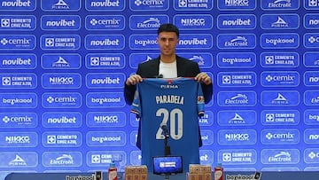 José Paradela posa con la camiseta del Cruz Azul.