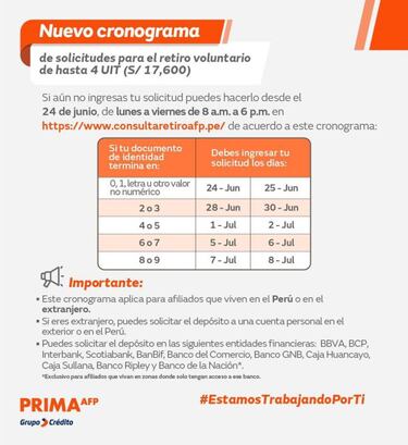 Retiro de fondos AFP: cómo es el nuevo cronograma y hasta cuándo puedo registrar mi solicitud