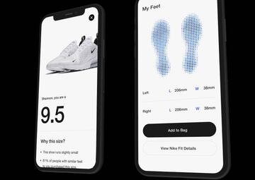 Nike app con la funci&oacute;n Nike Fit