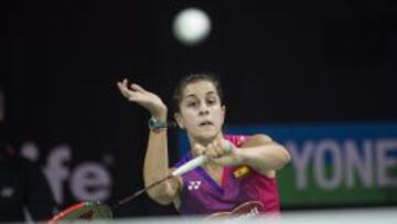 Carolina Marín, durante su partido ante Sun Yu.