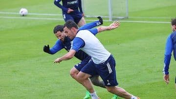 Unai García durante el entrenamiento de hoy.