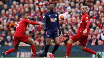 Jefferson Lerma durante el partido entre Liverpool y Bournemouth.