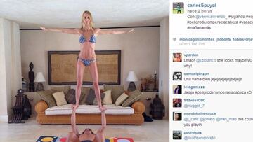 Carles Puyol cuida su forma física ayudado por su pareja