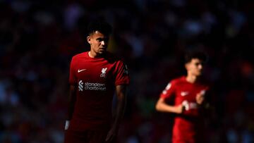 LIVERPOOL, ENGLAND - AUGUST 27: (THE SUN OUT, THE SUN ON SUNDAY OUT) Luis Diaz of Liverpool during the Premier League match between Liverpool FC and AFC Bournemouth at Anfield on August 27, 2022 in Liverpool, England. (Photo by Andrew Powell/Liverpool FC via Getty Images)