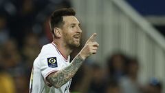 Soccer Football - Ligue 1 - Montpellier v Paris St Germain - Stade de la Mosson, Montpellier, France - May 14, 2022 Paris St Germain&#039;s Lionel Messi celebrates scoring their second goal REUTERS/Benoit Tessier