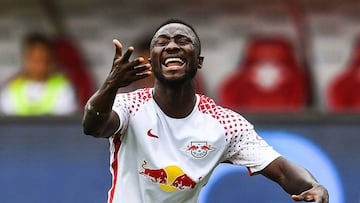 Leipzig&#039;s Naby Keita reacts during the German Bundesliga soccer match between RB Leipzig and SC Freiburg