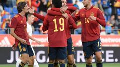 Crónica España-Noruega: Abel Ruiz celebra el gol de la Sub-21  en El Alcoraz.