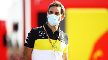 BARCELONA, SPAIN - AUGUST 14: Renault Sport F1 Managing Director Cyril Abiteboul arrives in the Paddock ahead of practice for the F1 Grand Prix of Spain at Circuit de Barcelona-Catalunya on August 14, 2020 in Barcelona, Spain. (Photo by Mark Thompson/Getty Images,)