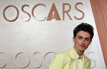 Timothee Chalamet posa en la alfombra roja del Dolby Theatre.