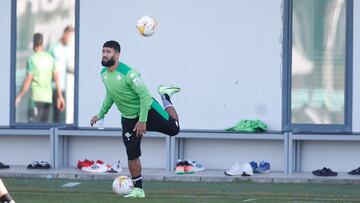 Fekir, en la sesión de ayer.