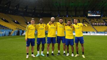 Jugadores de Boca Juniors en la previa del amistoso contra Barcelona